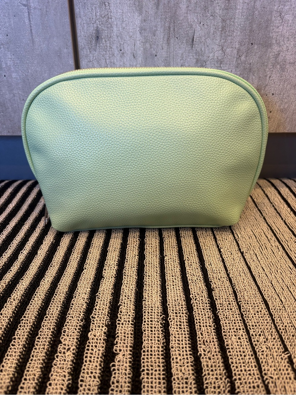 Neiman Marcus Mint Green Pebbled Cosmetic Pouch